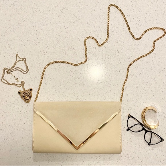 Beige & Gold Clutch - Picture 1 of 3